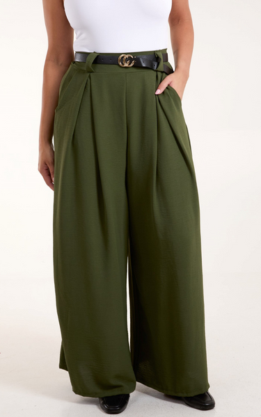 Belted wide leg trouser