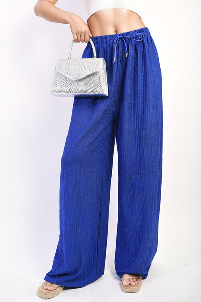 Textured Wide Leg Drawstring Trousers