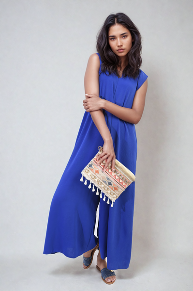 Ruffle Sleeve V-Neck Loose Waist Wide Leg Jumpsuit