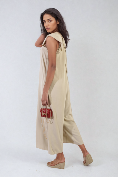 Ruffle Sleeve V-Neck Loose Waist Wide Leg Jumpsuit