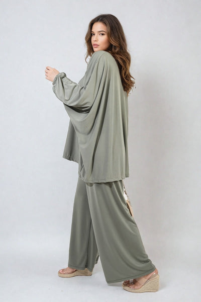 Oversized Long Sleeve Top and Wide Leg Co-ord Set