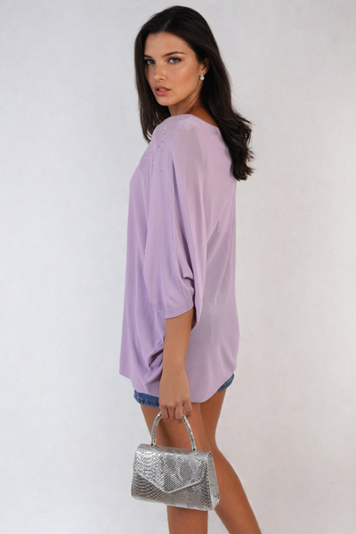 Round Neck Studded Oversized Top