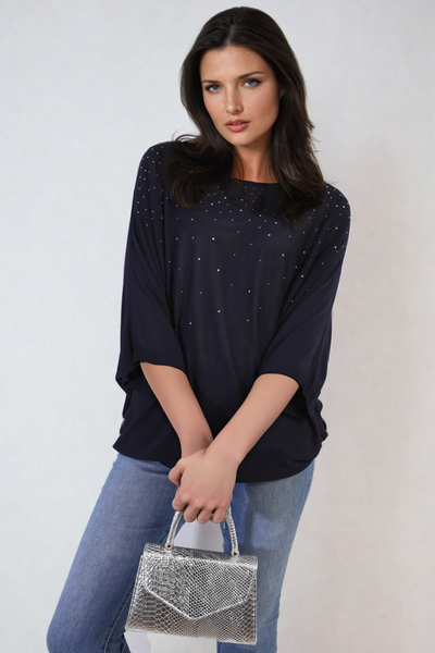 Round Neck Studded Oversized Top