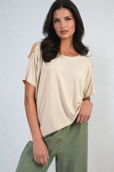 Pearl Cold Shoulder Top