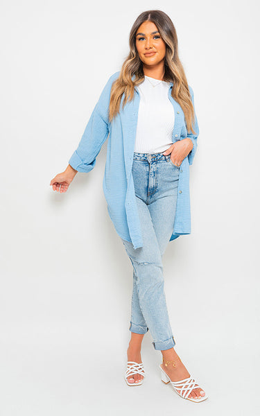 Button Down Long Sleeve Oversized Shirt